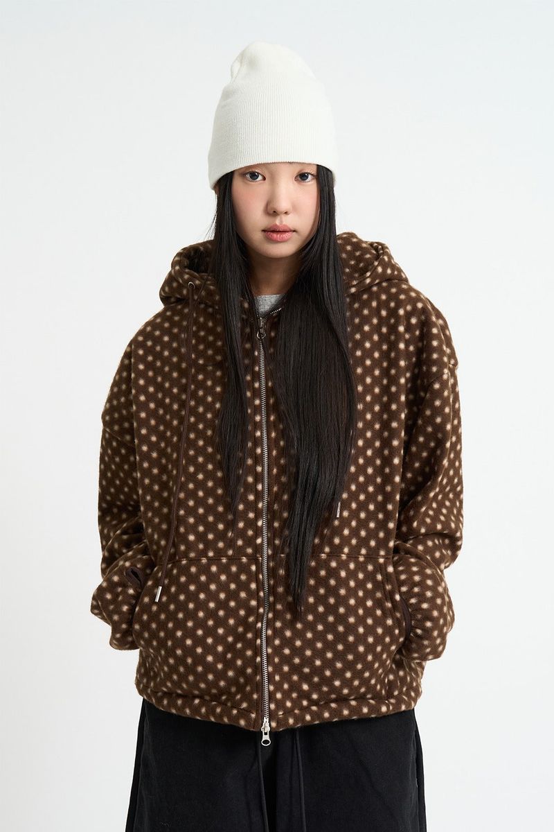 Raucohouse(ラウコハウス)の「Dot fleece hood zip-up(Jackets/Outerwear)」
