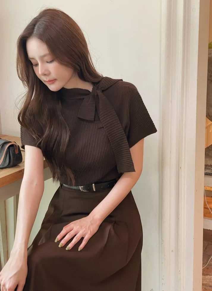 Landy Two-Way Ribbon Tie Ribbed Knit