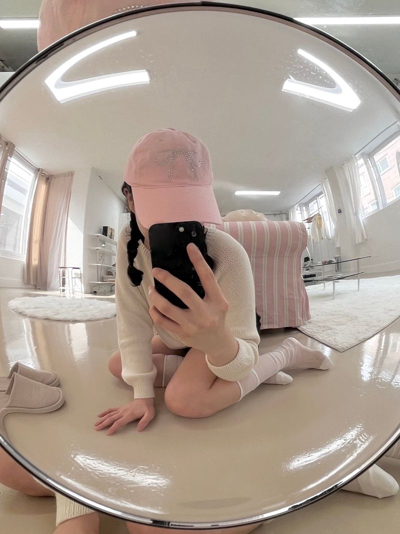 ribbon cap (baby pink)