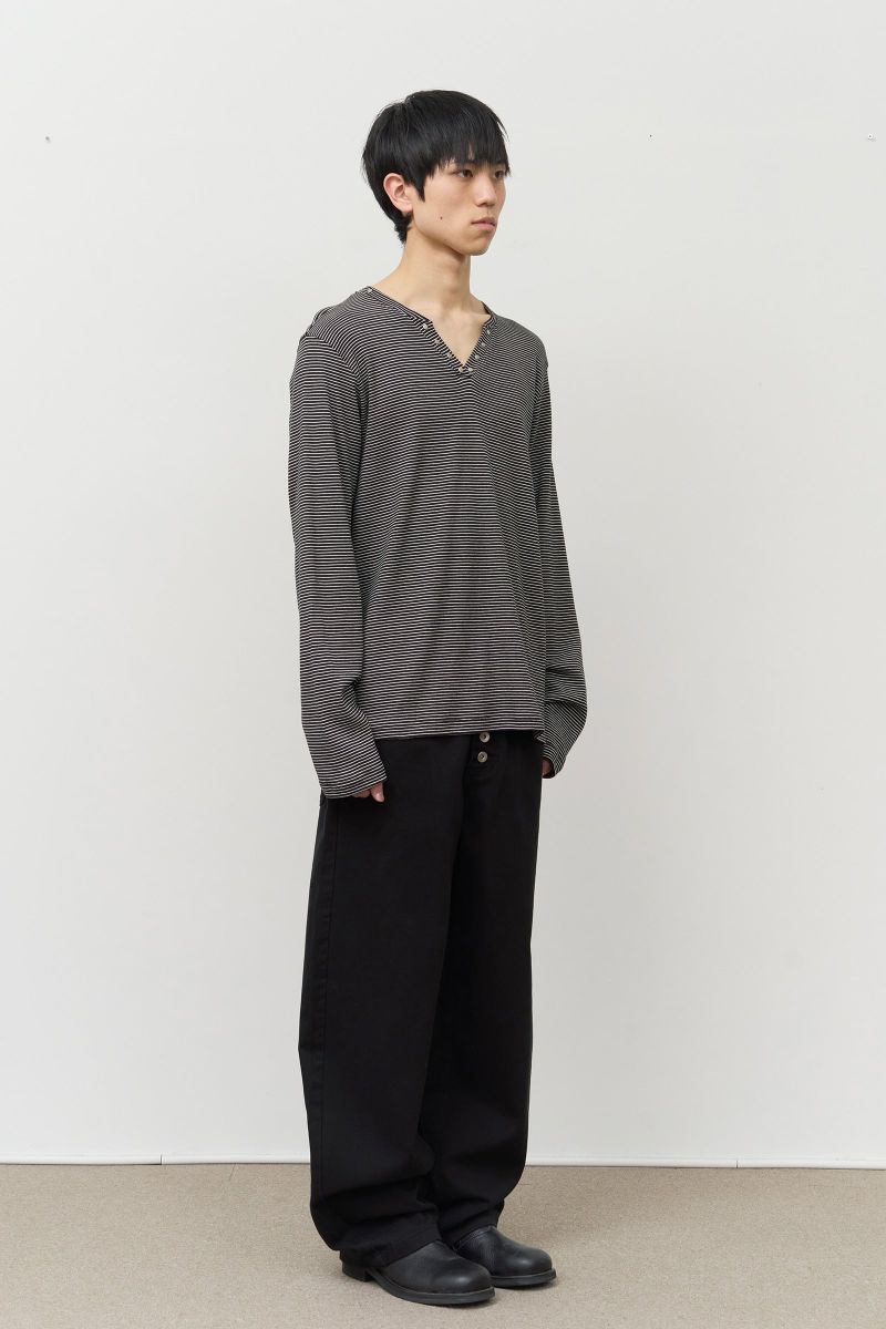 Neck Stud Striped Longsleeve