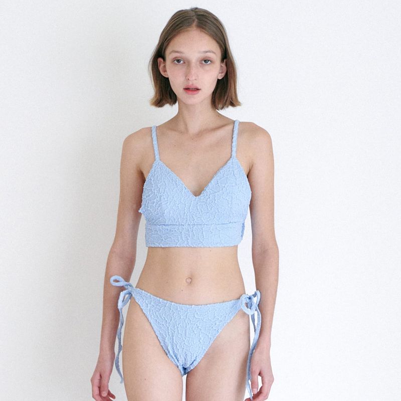 STRING SHIRRING BIKINI SET / SKY BLUE