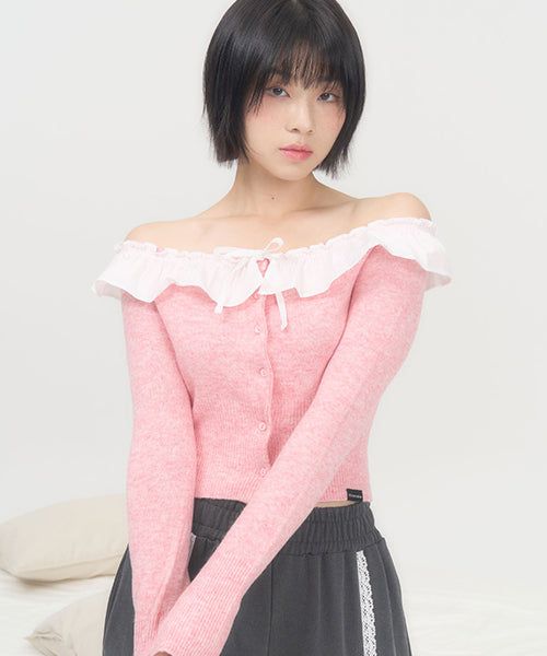 FRILL CROP CARDIGAN (PINK)