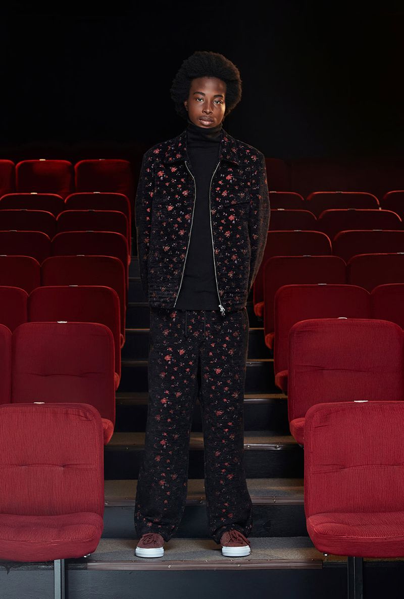 FLORAL JACQUARD PANTS / BLACK
