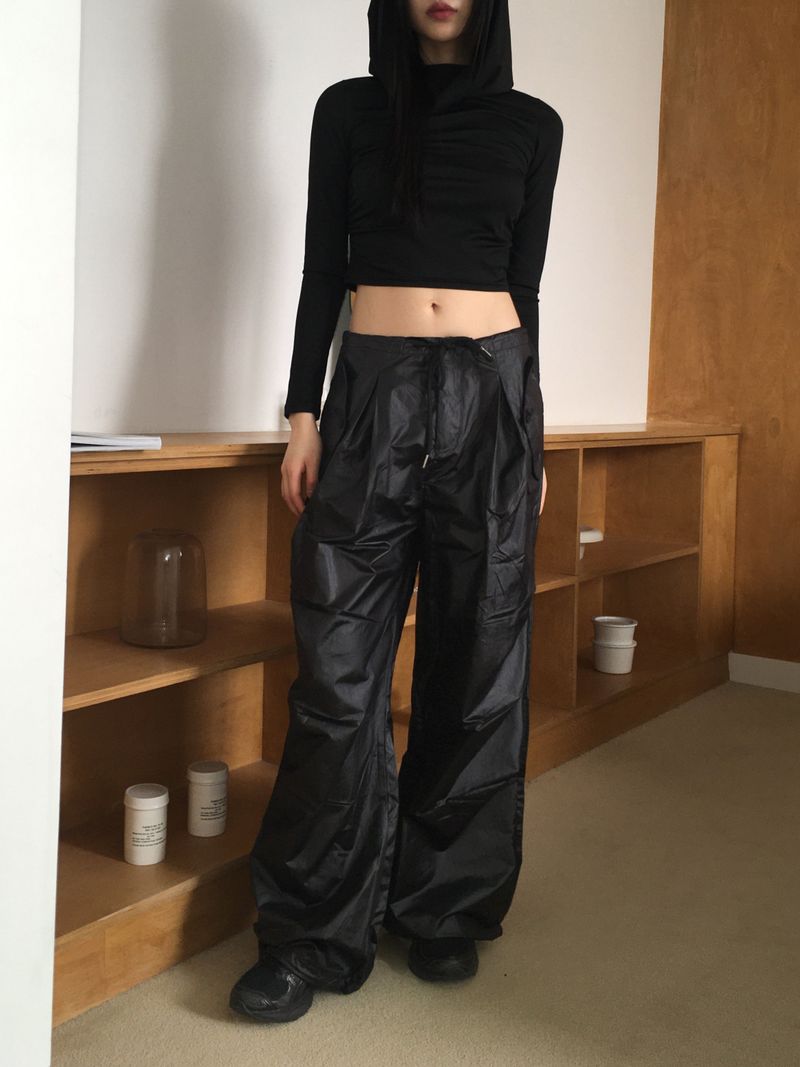 Bloomer draped slim crop hooded sweatshirt