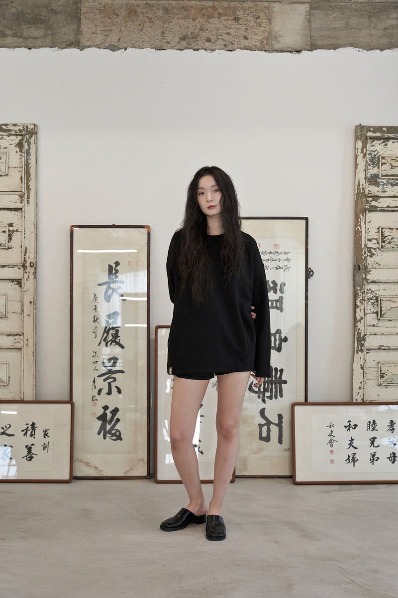 HEAVY-TERRY BALLOON SWEAT BOX TEE (Black)