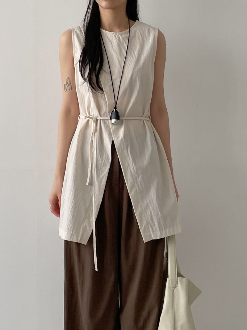 INCHANT ME(インチャントミー)の「Raschel Nylon Slit Long Vest(Tops)」