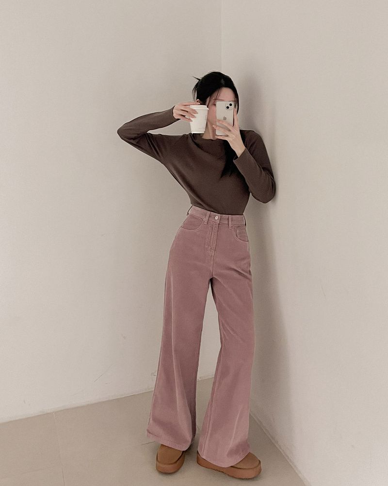 Corduroy wide pants