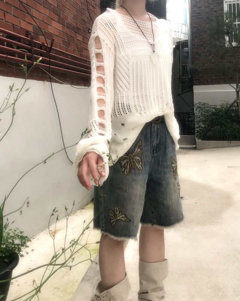 vintage punk damage long knitwear