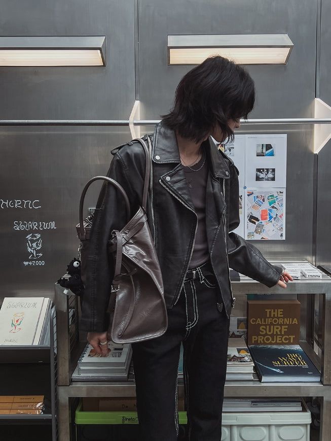 Ale Vintage Washed Crop Rider Jacket