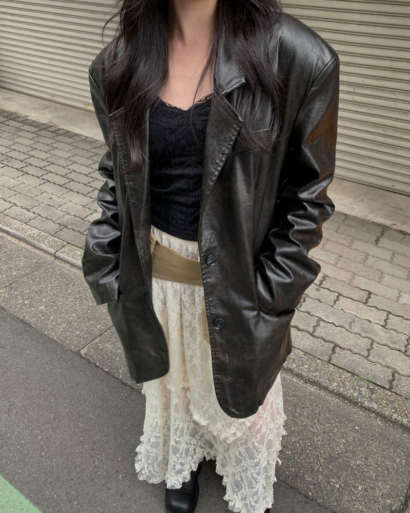 Vintage black leather jacket