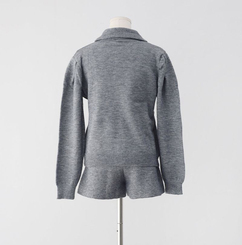 Deep Collar Knit + Pants Set