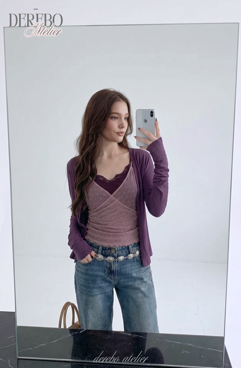 Purple Chiffon Layered Sleeveless T-shirt