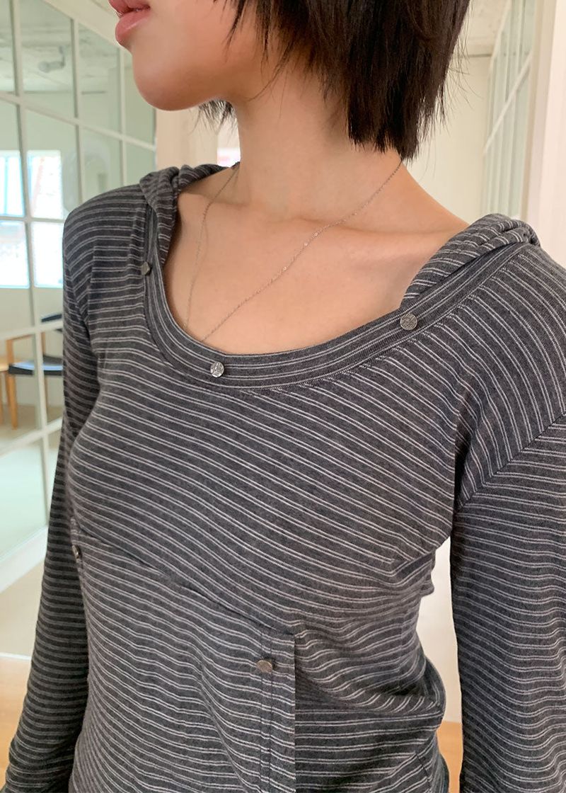 RIVET STRIPE HOOD TEE