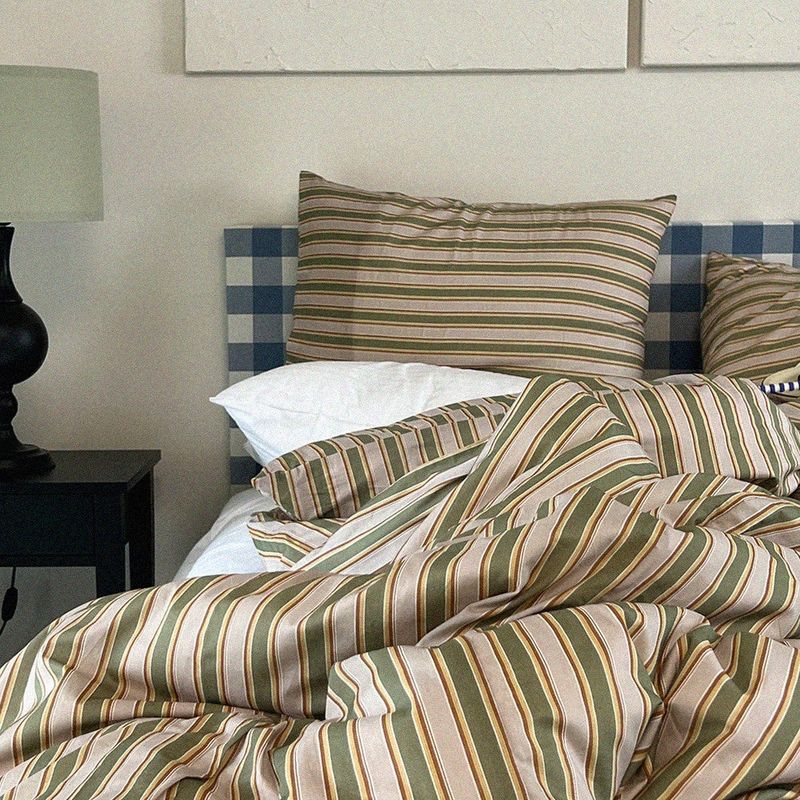woody green stripe duvet cover (S/150x200cm)