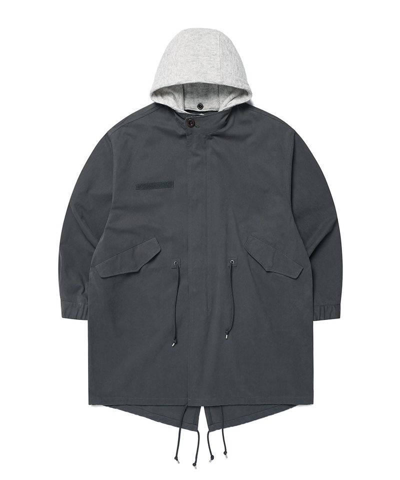 CHECK HOODED FISHTAIL JACKET CHARCOAL(CV2GFFB960A)