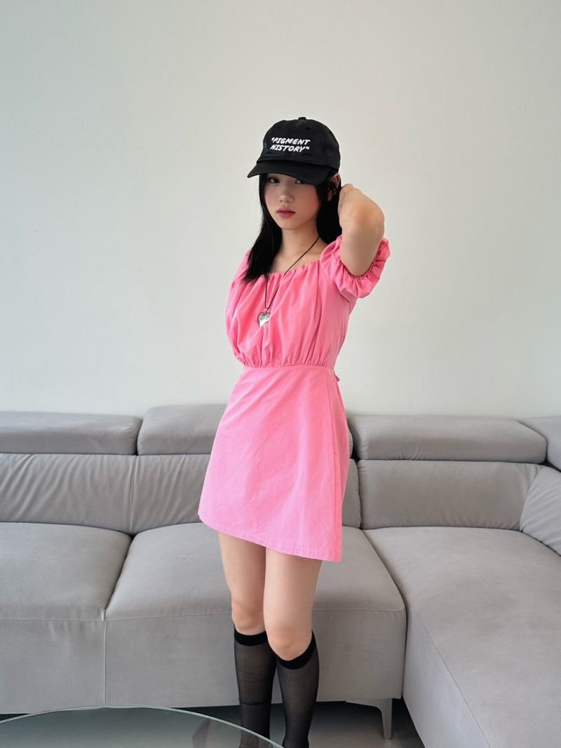 back strap ribbon dress