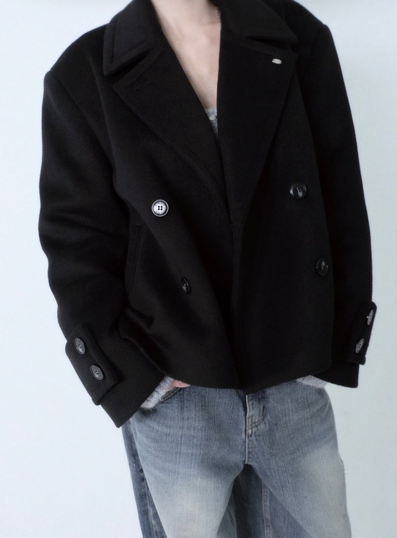 PALEJADE（ペールジェイド）の「PJ Pea Coat In Black（Jackets/Outerwear）」