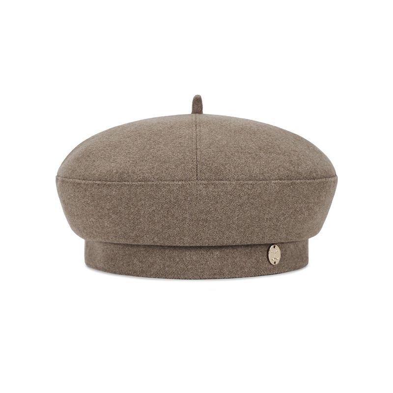 VA Curved Oval Metal Blended Beret  / Mocha Brown