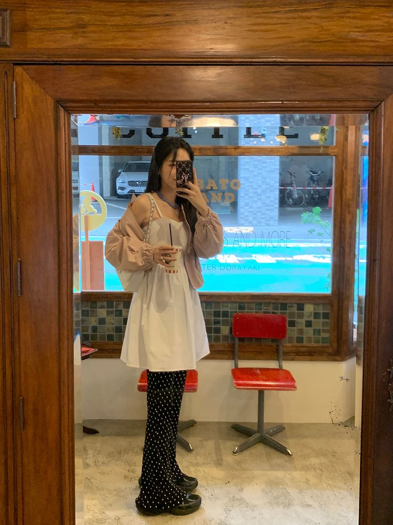 [MADE] Dot Pleated Long Bootcut Pants