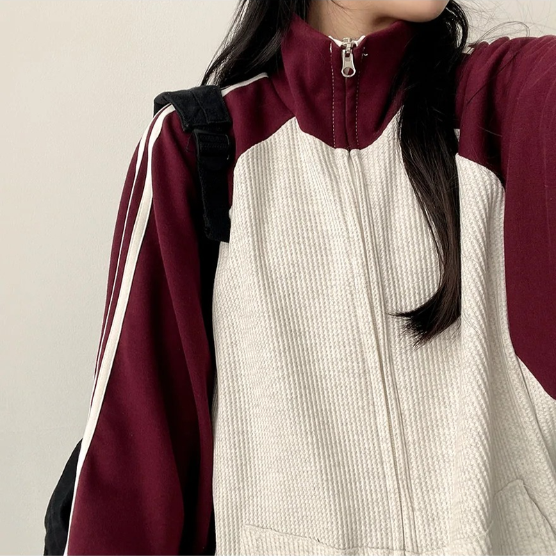 Waffle Two Tone Mix Nagrang Track Zip-Up