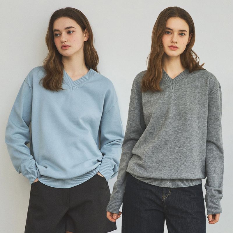 Always Washable V-neck Knit_6Color