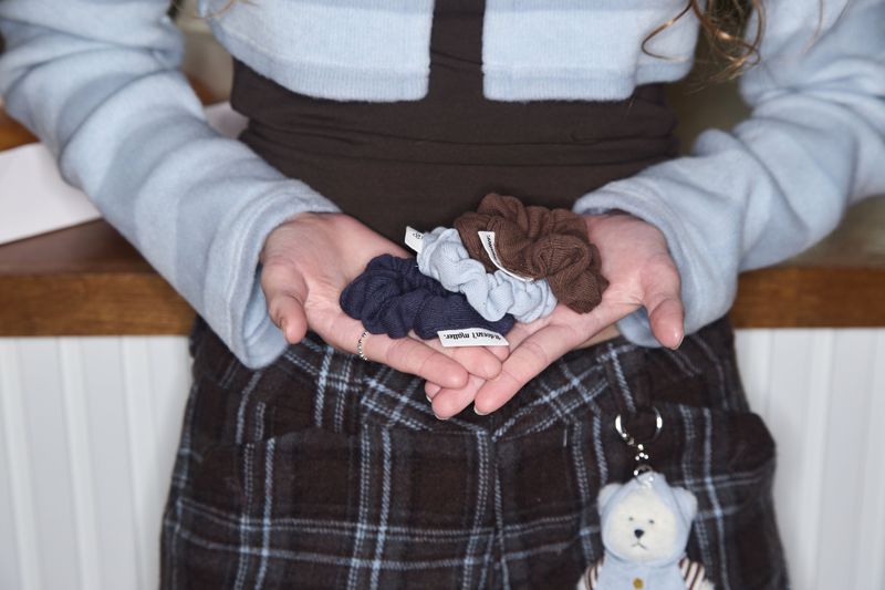 [3 set] Pommy Berry Scrunchie (Blue)