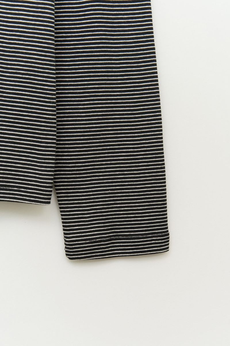Neck Stud Striped Longsleeve