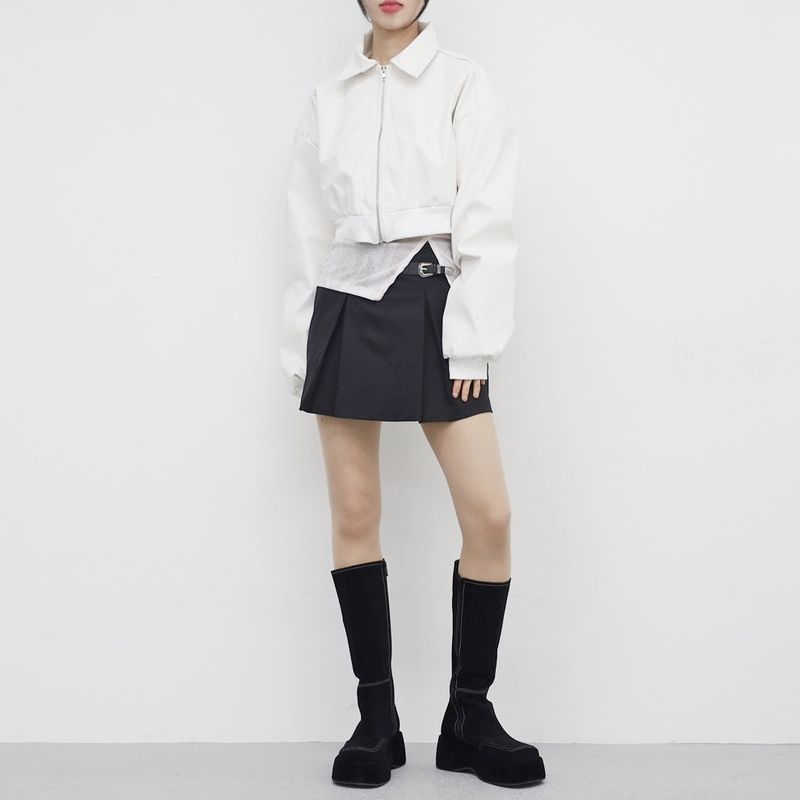 Viola cropped leather jacket