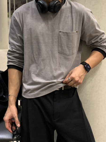Aaron Cropped Pigment Rivet Ringer Long Sleeve