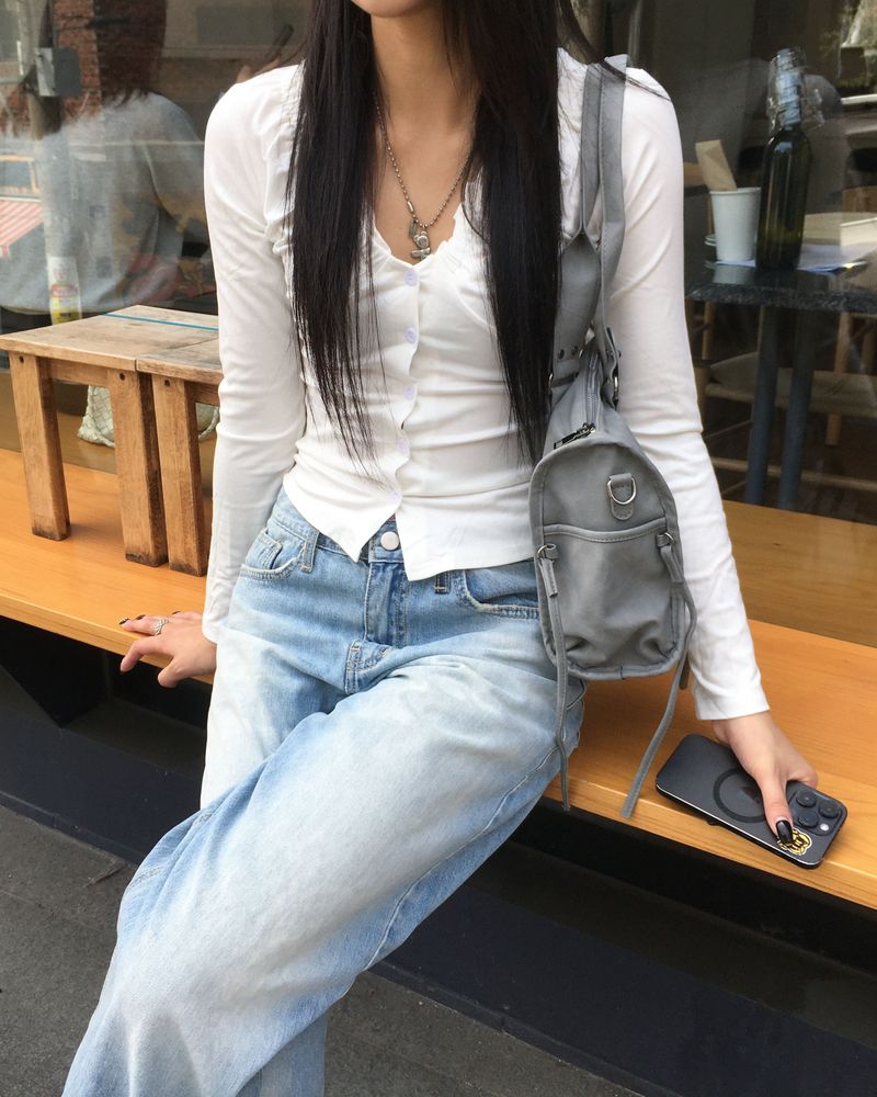 V neck frill cardigan