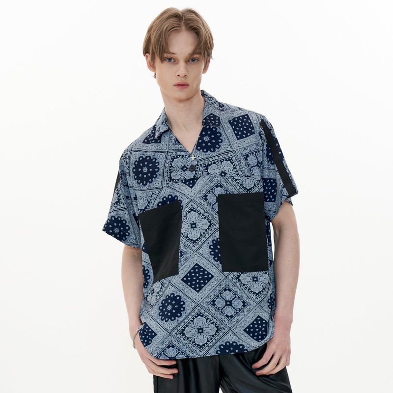 OTHER-worldly（アザーワールドリー）の「Track Shirt [Navy Paisley]（Tops）」