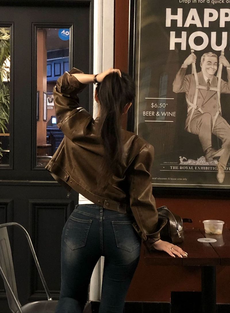 [BELLIDE MADE] High quality vintage washed leather jacket