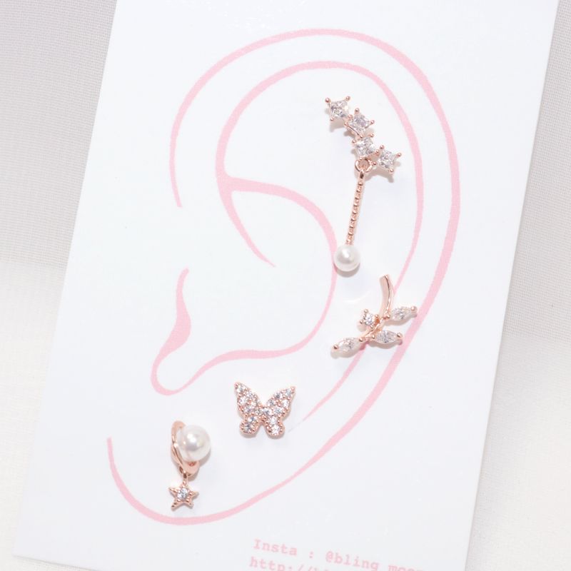 [Styling] Yeori Yeori Pearl Butterfly Piercing 4 Set