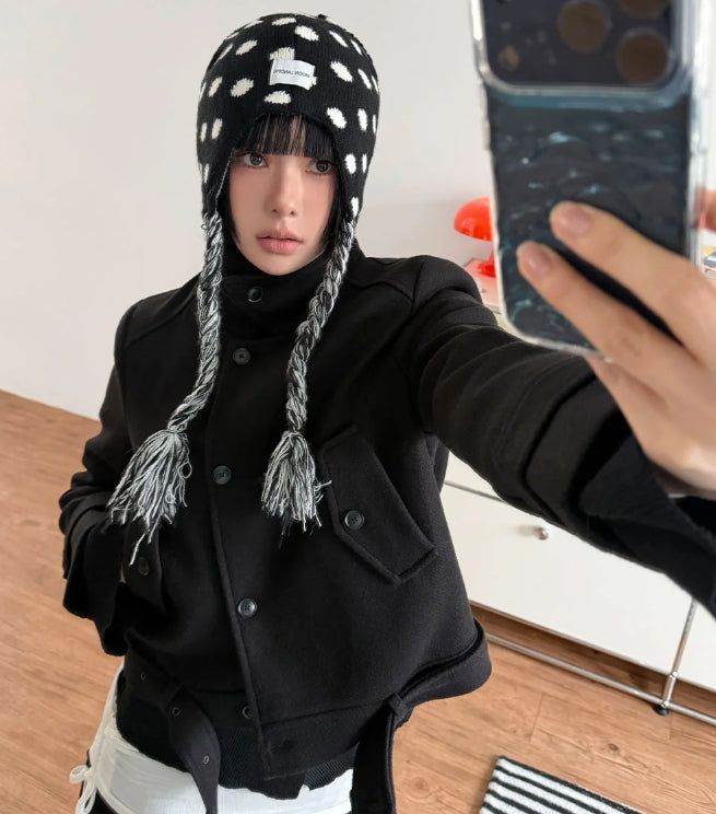 DOT EARFLAP BEANIE