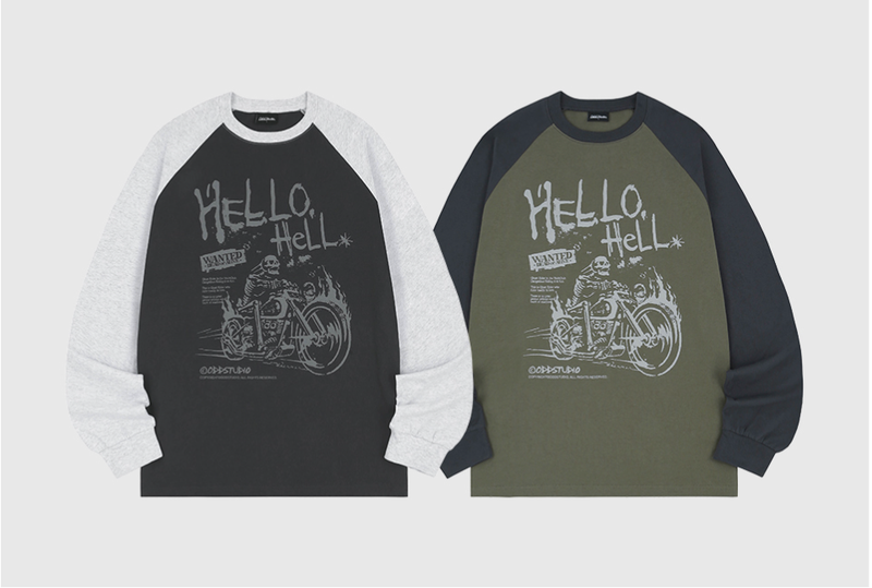 Hello Hell Raglan Oversized Fit Long Sleeve
