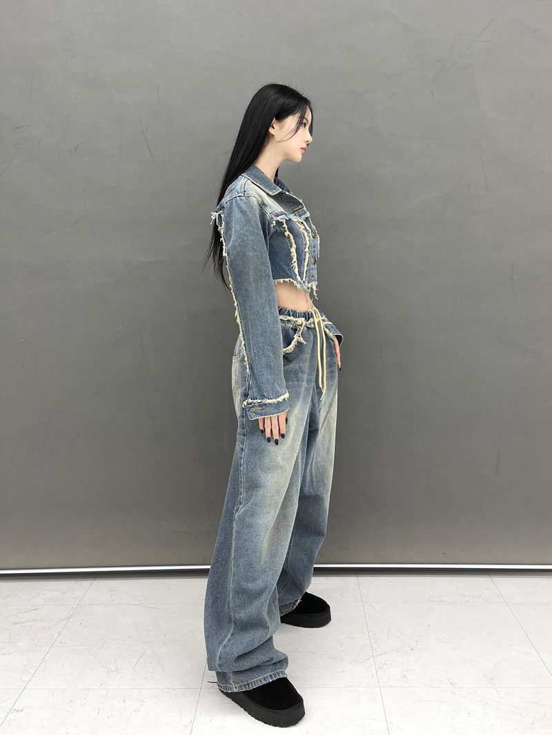 [High quality] 791. Jen damage crop denim jk