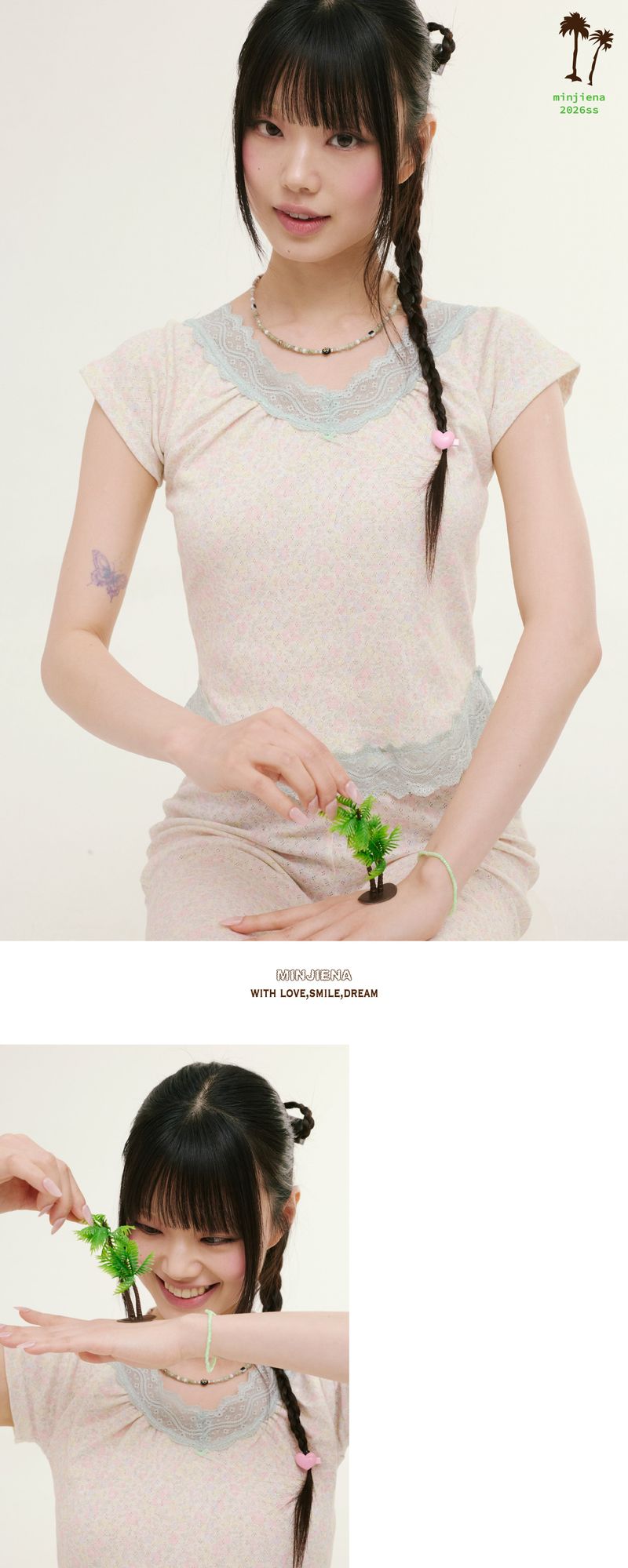 flower lace cap sleeve mint candy