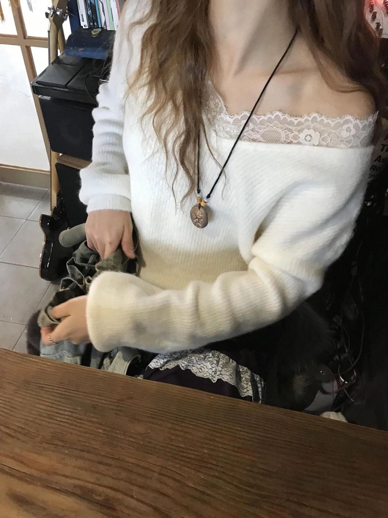 seter lace v-neck knit 