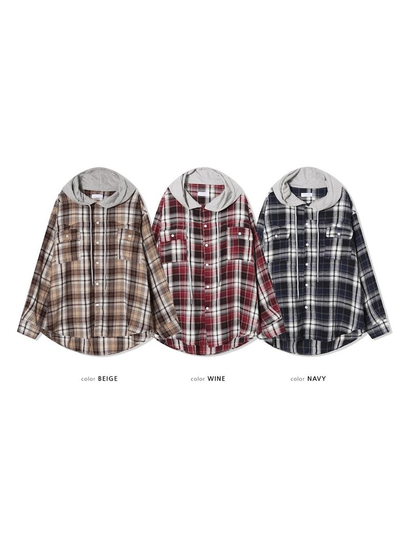 Stern Peach Check Hoodie 3C