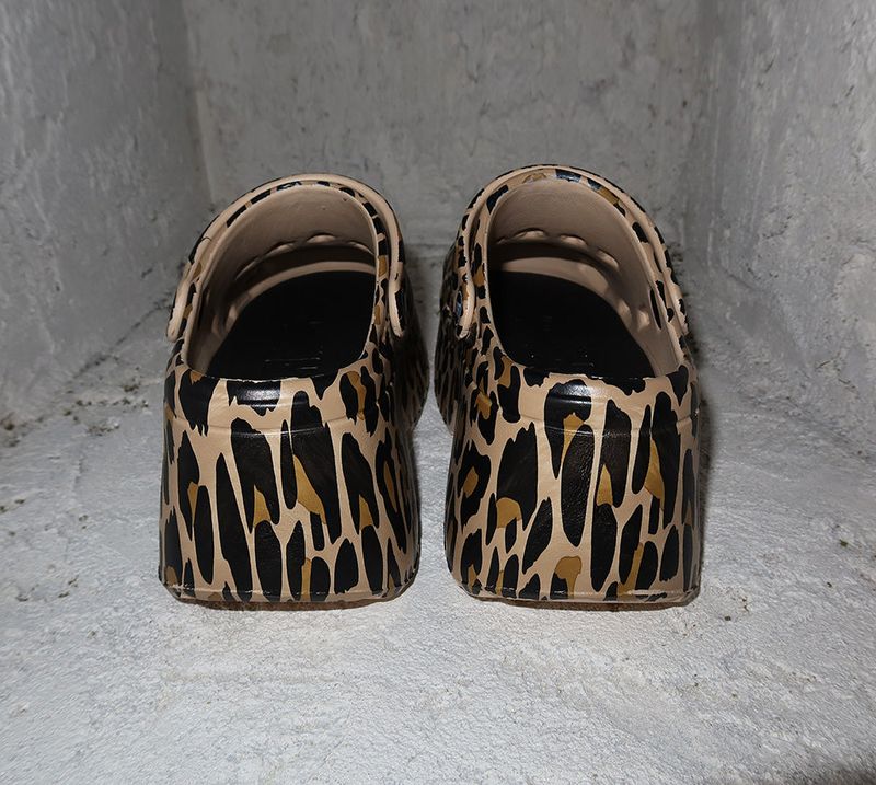 Leopard Print Platform Clog Whole Hoop Slippers