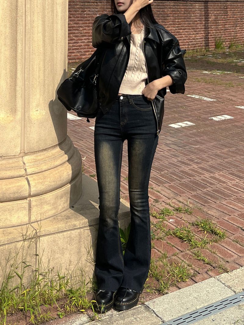 Y2K Vintage Washed Brownie Bootcut High Waist Long Pants