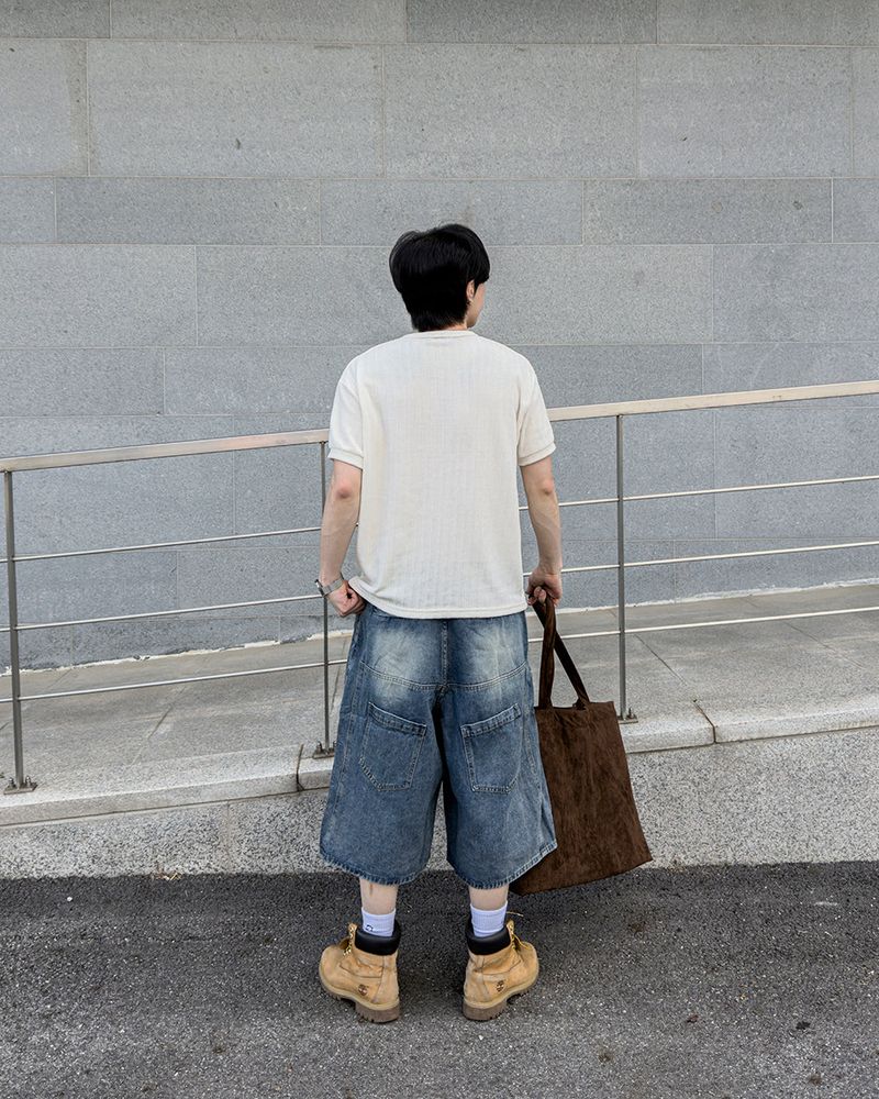 Beltic Asymmetric Pocket Bermuda Denim