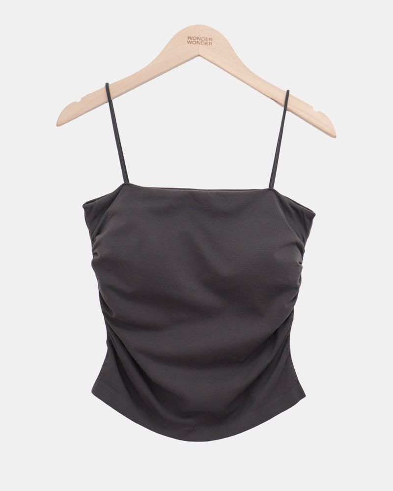 Coning Slim Side Shirring Built-in Cap Sleeveless Top