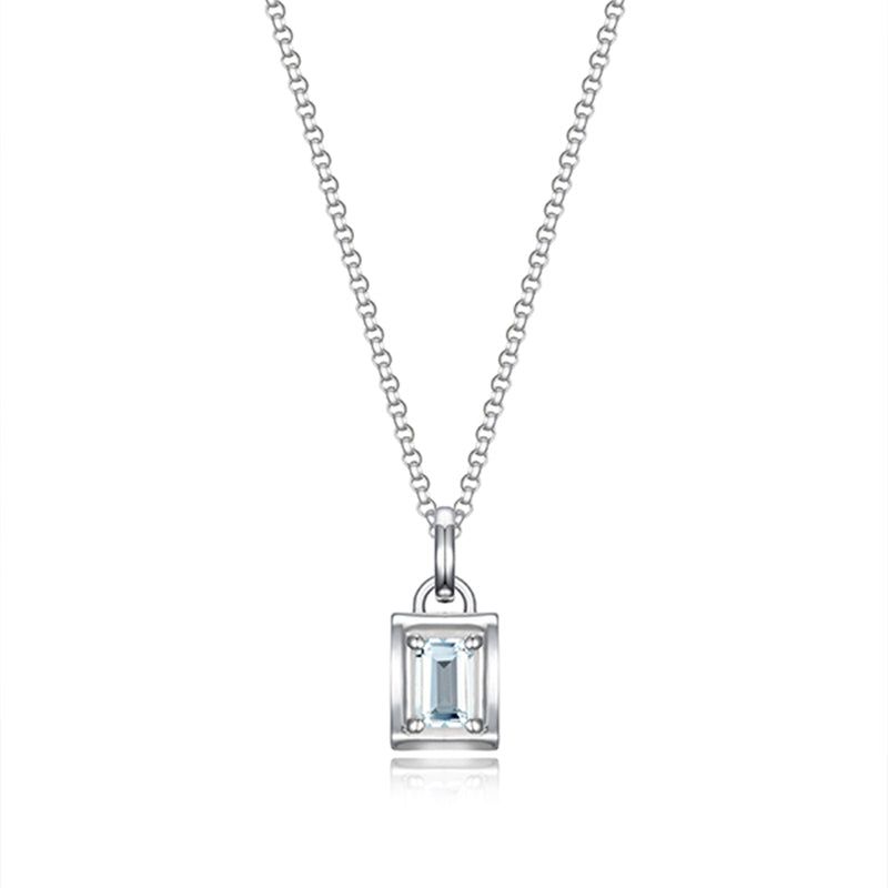 SAND DUNE STONE NECKLACE (AQUAMARINE) (SILVER)
