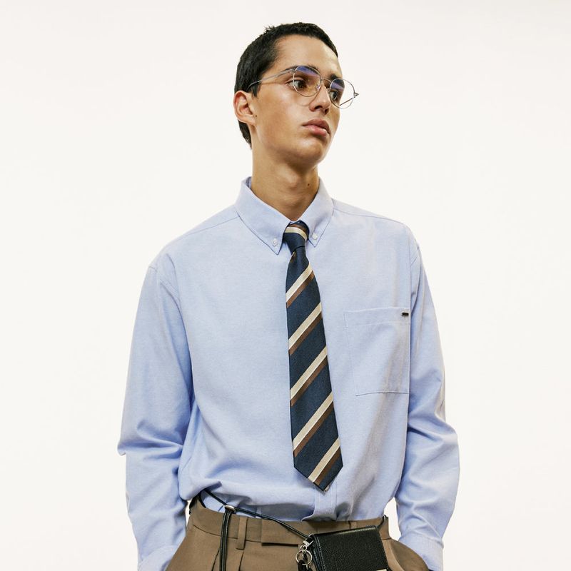 S SY(エスエスワイ)の「chest pocket tip oxford shirt blue(Tops)」