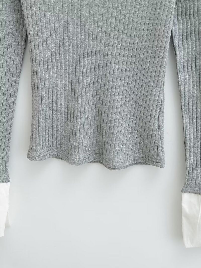 Sicily Collar Contrast Knit Top 232859793