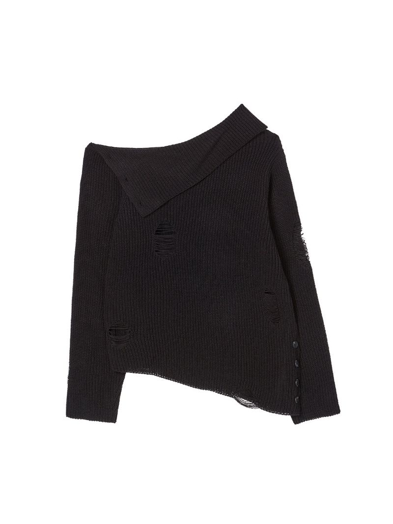 DAMAGE OFF SHOULDER KNIT BLACK