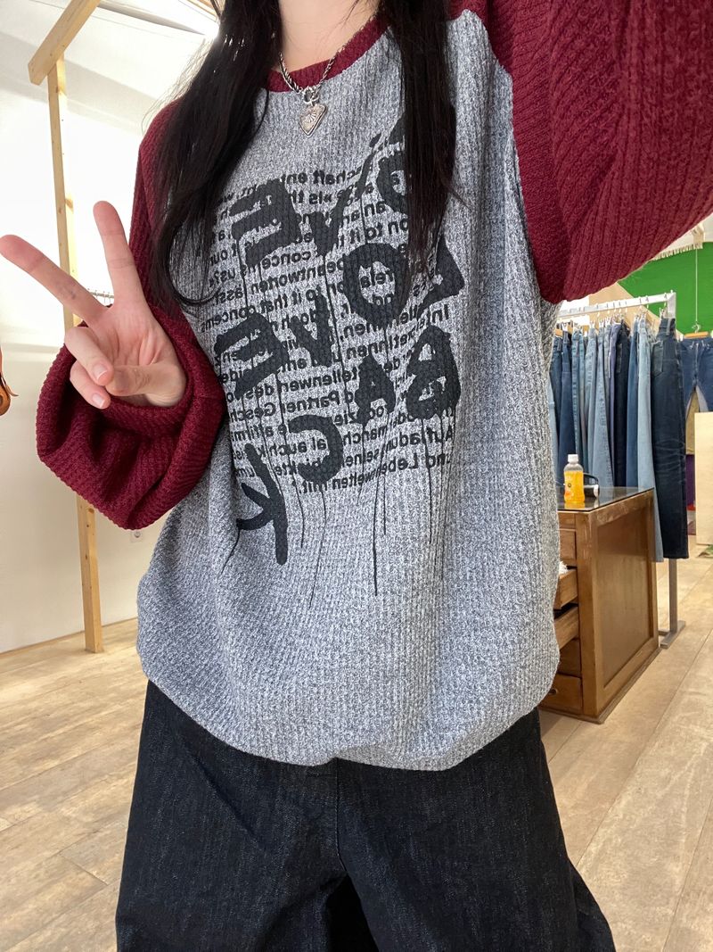 Shino raglan waffle sweatshirt 
