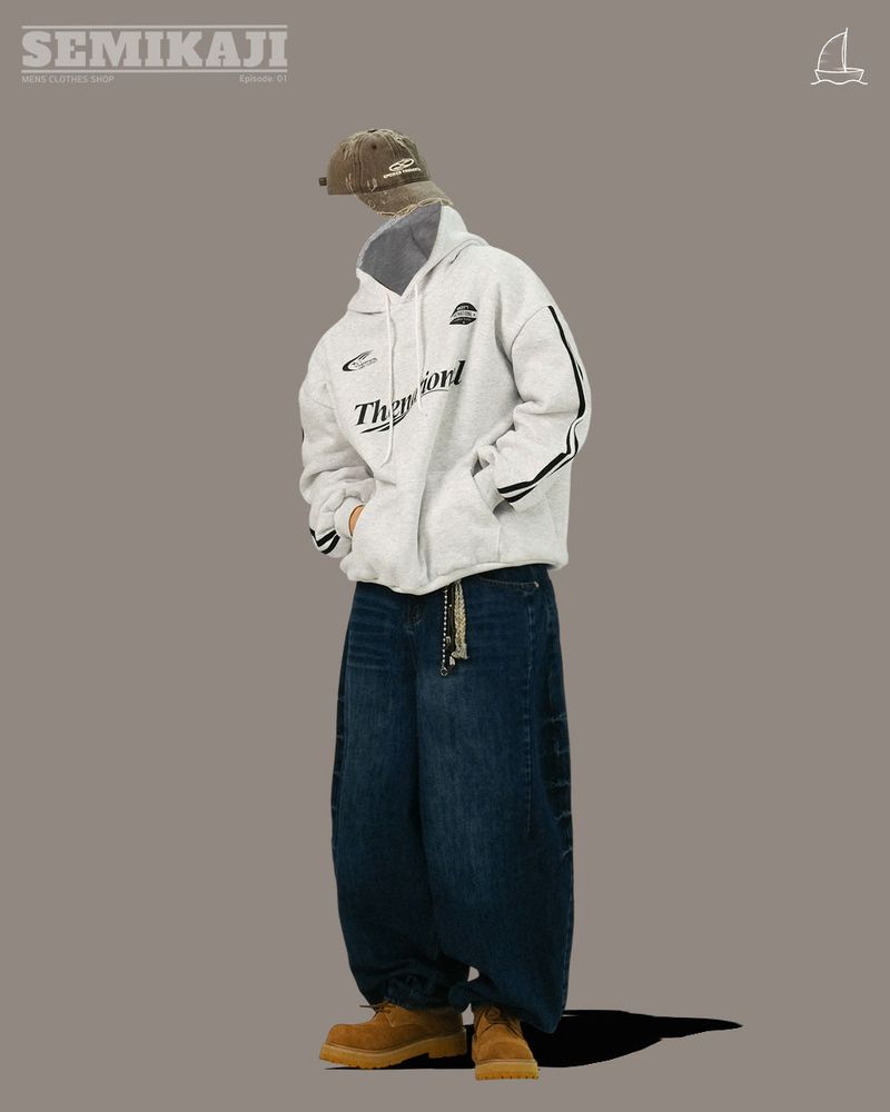 BD Side Button Balloon Denim Pants