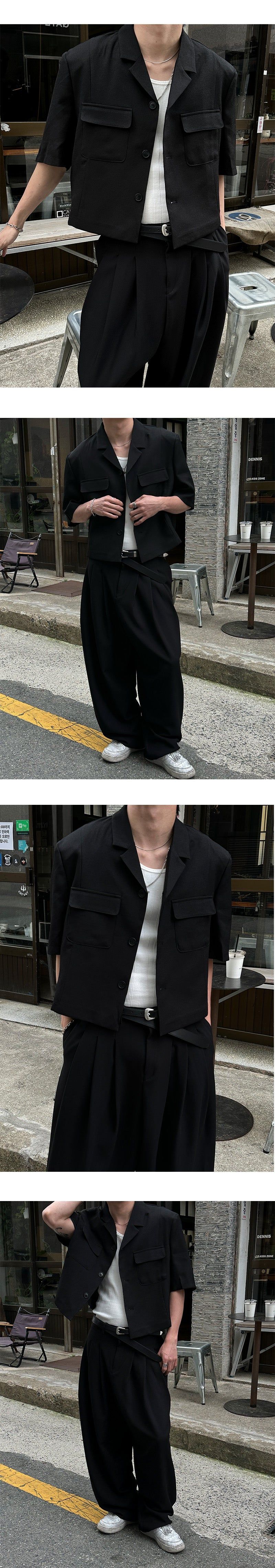 [S/S] Two pocket half crop jacket(2color)